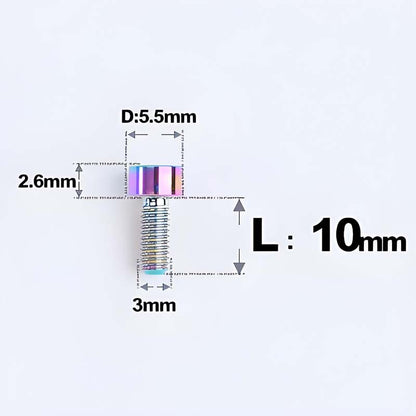 M3 x 10MM Head Cap Titanium Alloy Bolts Road Bike Bolt- Rainbow