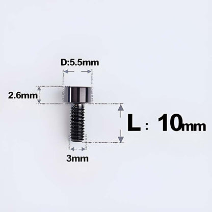 M3 x 10MM Head Cap Titanium Alloy Bolts Road Bike Bolt - Black