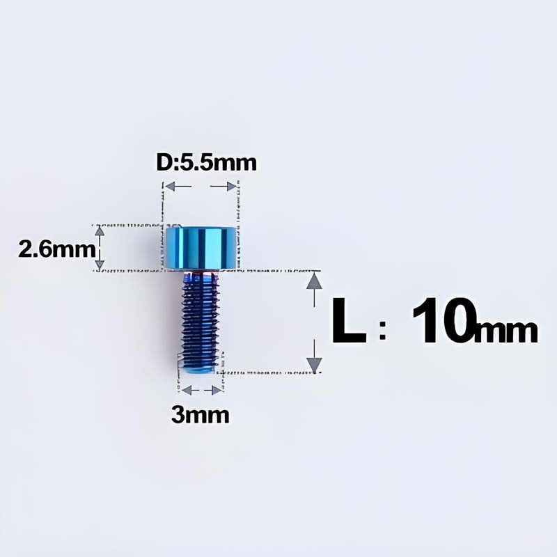 M3 x 10MM Head Cap Titanium Alloy Bolts Road Bike Bolt - Blue