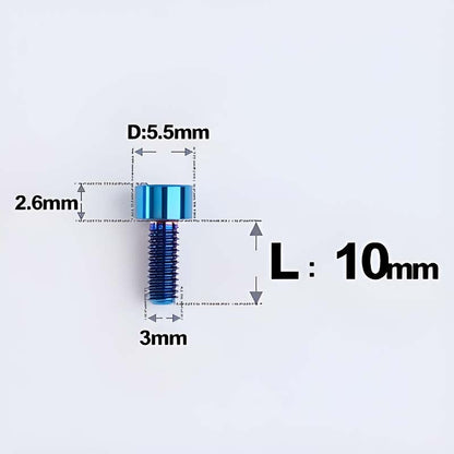 M3 x 10MM Head Cap Titanium Alloy Bolts Road Bike Bolt - Blue
