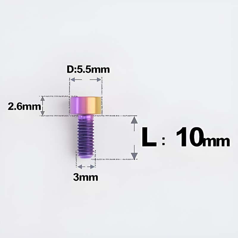 M3 x 10MM Head Cap Titanium Alloy Bolts Road Bike Bolt - Candy