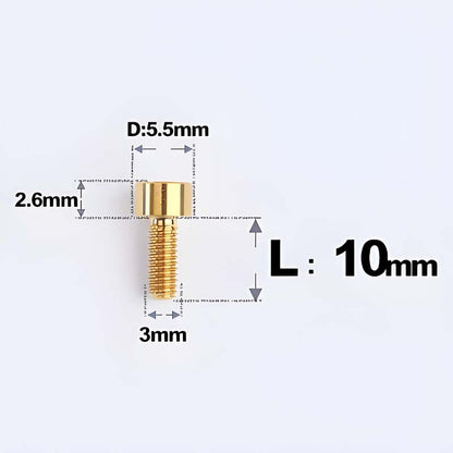 M3 x 10MM Head Cap Titanium Alloy Bolts Road Bike Bolt- Gold