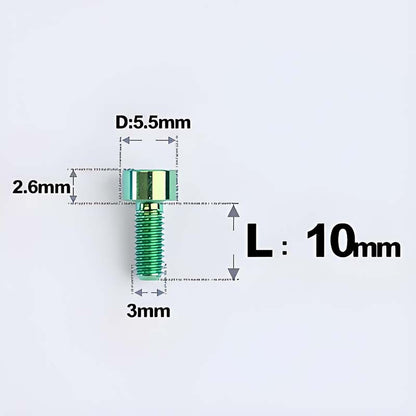 M3 x 10MM Head Cap Titanium Alloy Bolts Road Bike Bolt - Green