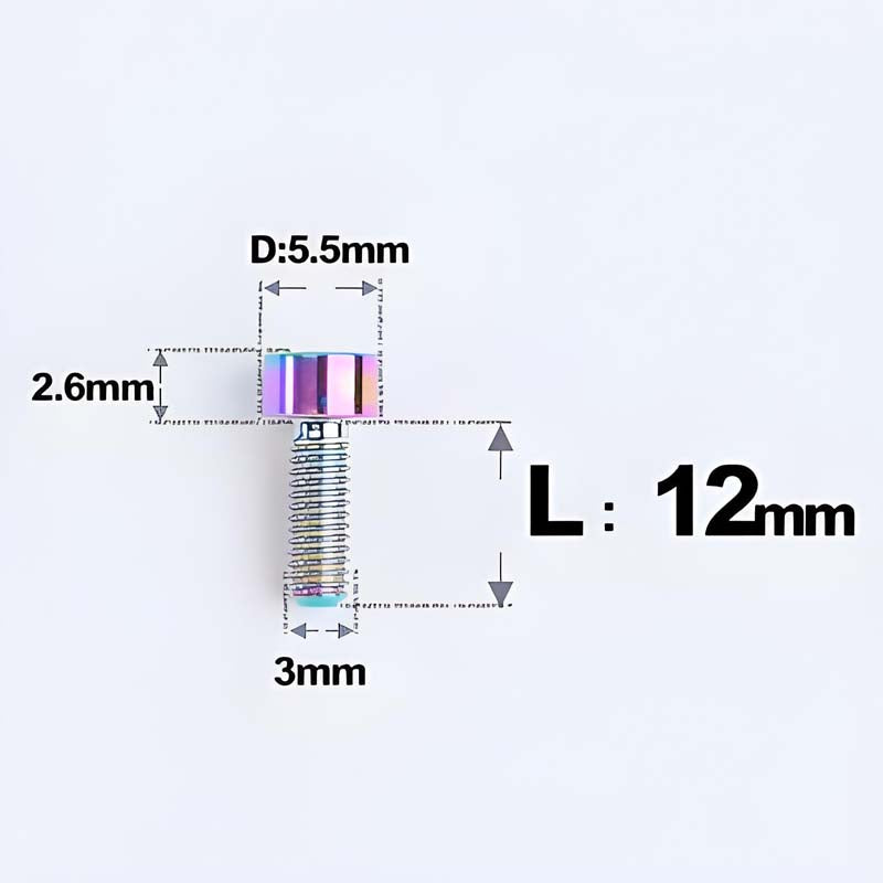 M3 x 12MM Head Cap Titanium Alloy Bolts Road Bike Bolt- Rainbow