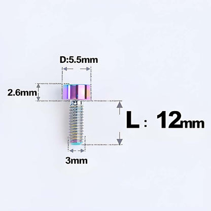 M3 x 12MM Head Cap Titanium Alloy Bolts Road Bike Bolt- Rainbow