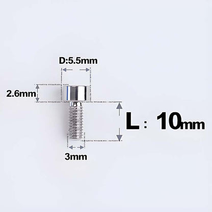 M3 x 10MM Head Cap Titanium Alloy Bolts Road Bike Bolt - Titanium