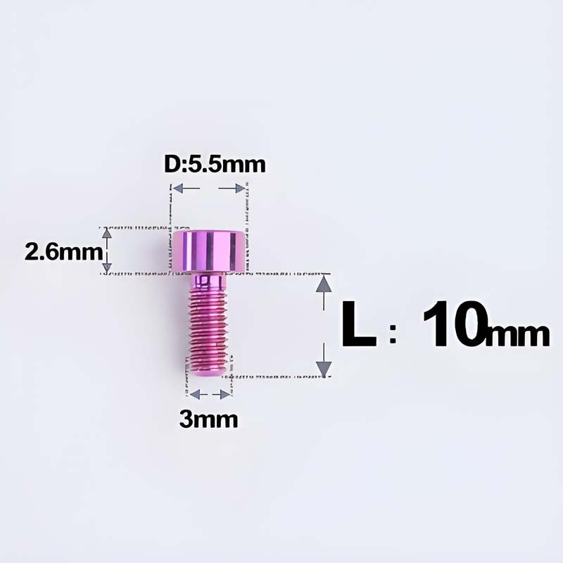 M3 x 10MM Head Cap Titanium Alloy Bolts Road Bike Bolt - Purple