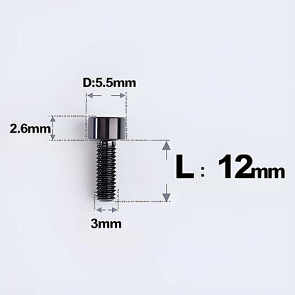 M3 x 12MM Head Cap Titanium Alloy Bolts Road Bike Bolt - Black