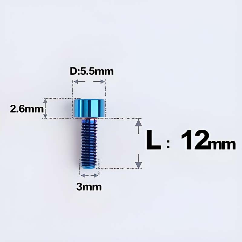 M3 x 12MM Head Cap Titanium Alloy Bolts Road Bike Bolt - Blue