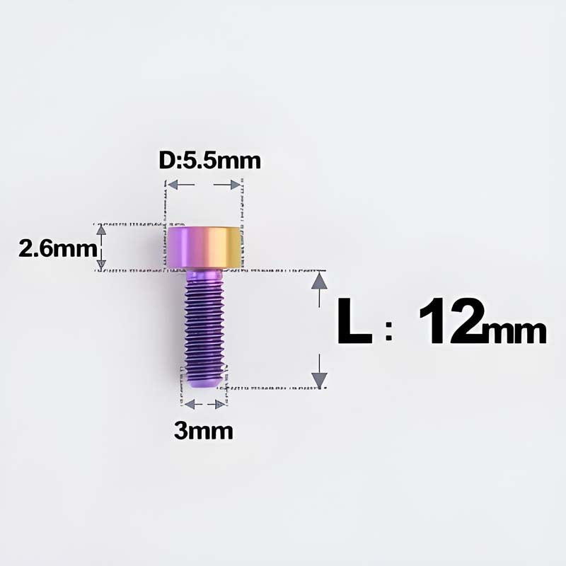 M3 x 12MM Head Cap Titanium Alloy Bolts Road Bike Bolt - Candy