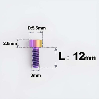 M3 x 12MM Head Cap Titanium Alloy Bolts Road Bike Bolt - Candy
