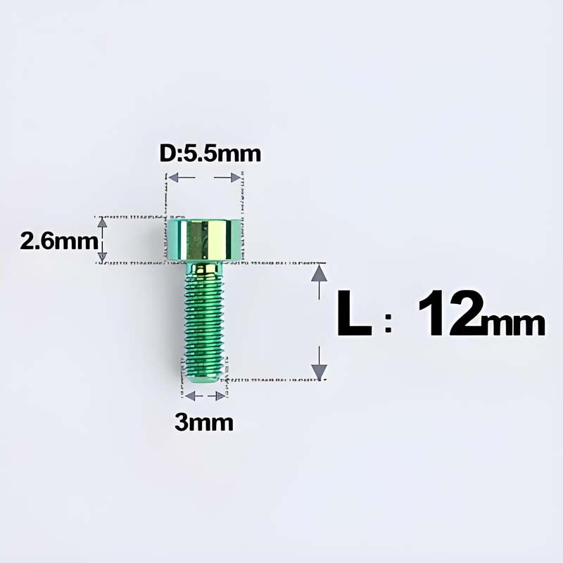 M3 x 12MM Head Cap Titanium Alloy Bolts Road Bike Bolt - Green