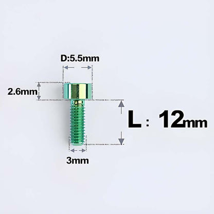 M3 x 12MM Head Cap Titanium Alloy Bolts Road Bike Bolt - Green