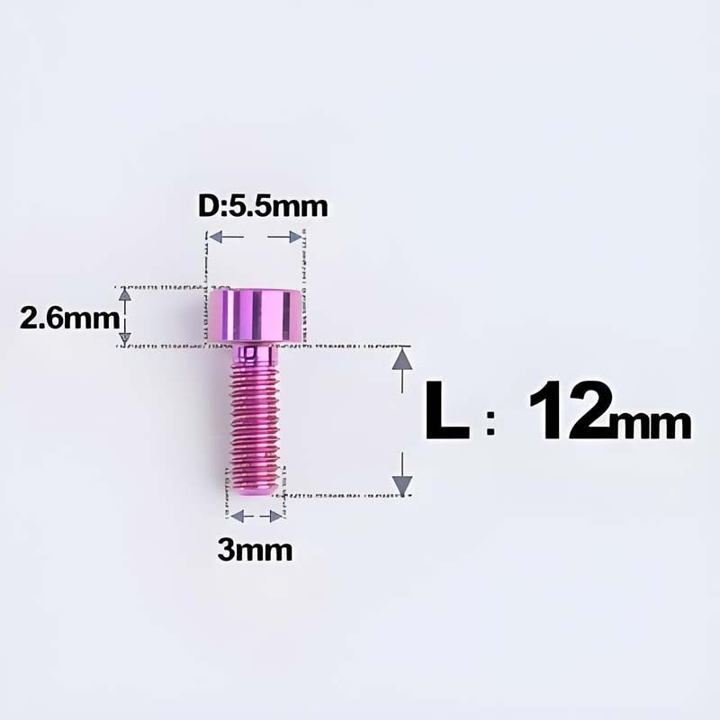 M3 x 12MM Head Cap Titanium Alloy Bolts Road Bike Bolt - Purple