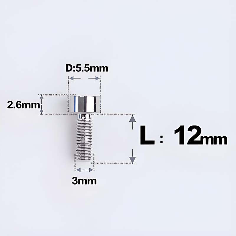 M3 x 12MM Head Cap Titanium Alloy Bolts Road Bike Bolt - Titanium