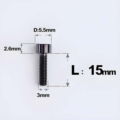 M3 x 15MM Head Cap Titanium Alloy Bolts Road Bike Bolt - Black
