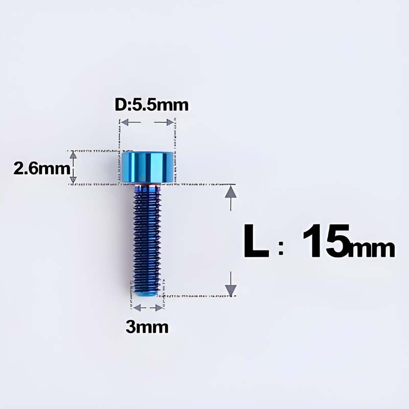 M3 x 15MM Head Cap Titanium Alloy Bolts Road Bike Bolt - Blue