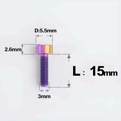 M3 x 15MM Head Cap Titanium Alloy Bolts Road Bike Bolt - Candy