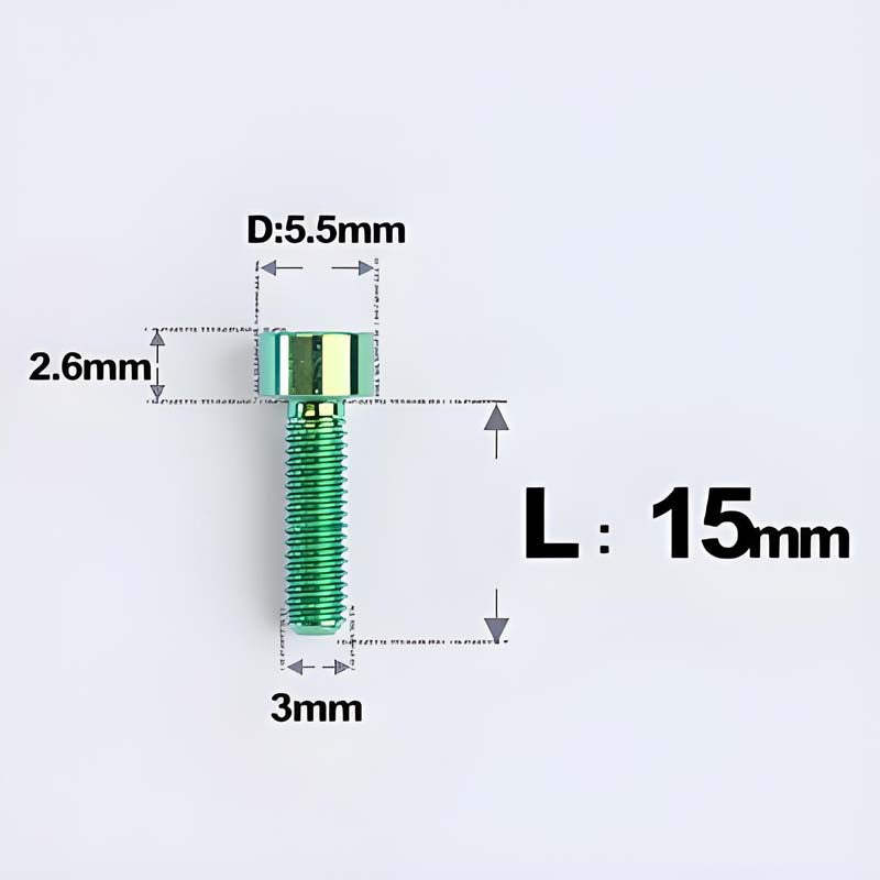 M3 x 15MM Head Cap Titanium Alloy Bolts Road Bike Bolt - Green