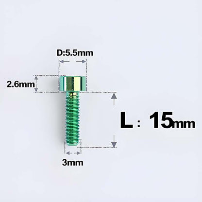 M3 x 15MM Head Cap Titanium Alloy Bolts Road Bike Bolt - Green