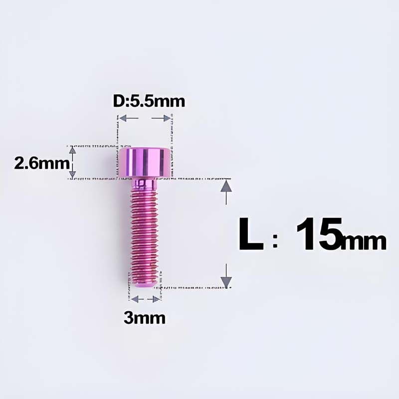 M3 x 15MM Head Cap Titanium Alloy Bolts Road Bike Bolt - Purple