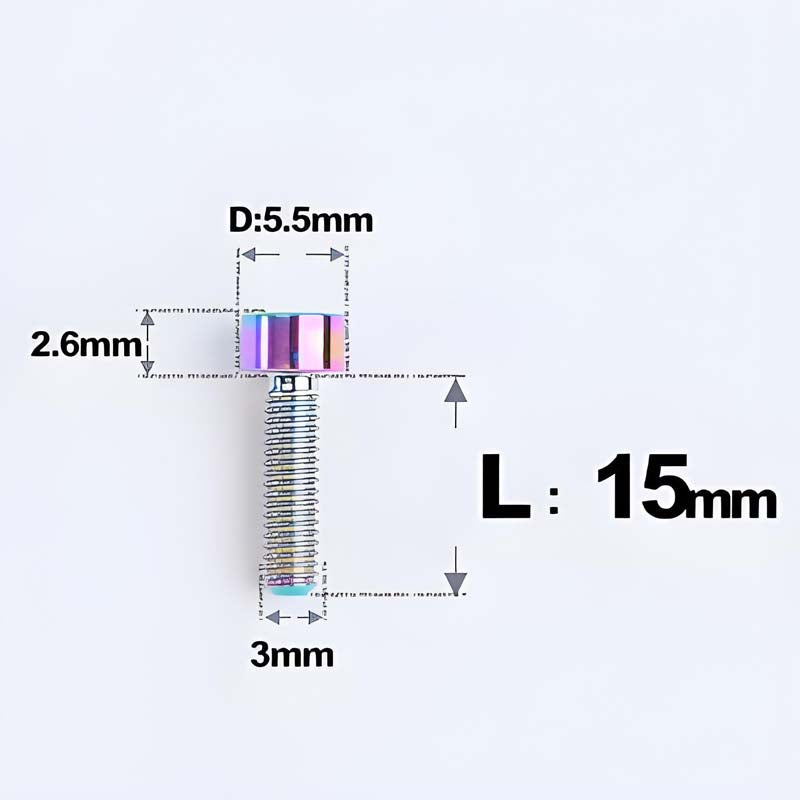 M3 x 15MM Head Cap Titanium Alloy Bolts Road Bike Bolt- Rainbow