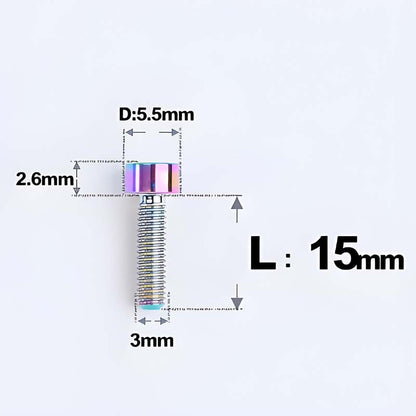 M3 x 15MM Head Cap Titanium Alloy Bolts Road Bike Bolt- Rainbow