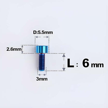 M3 x 6MM Head Cap Titanium Alloy Bolts Road Bike Bolt - Blue