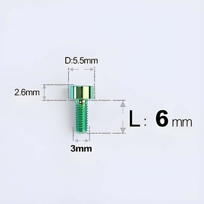M3 x 6MM Head Cap Titanium Alloy Bolts Road Bike Bolt - Green