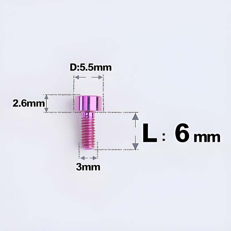 M3 x 6MM Head Cap Titanium Alloy Bolts Road Bike Bolt - Purple