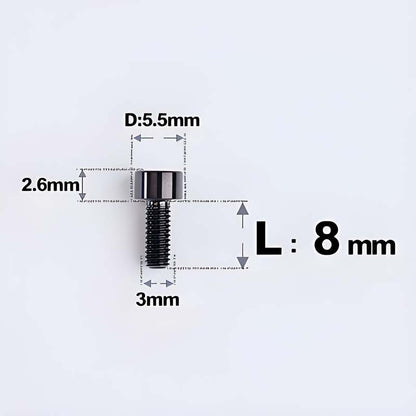 M3 x 8MM Head Cap Titanium Alloy Bolts Road Bike Bolt - Black