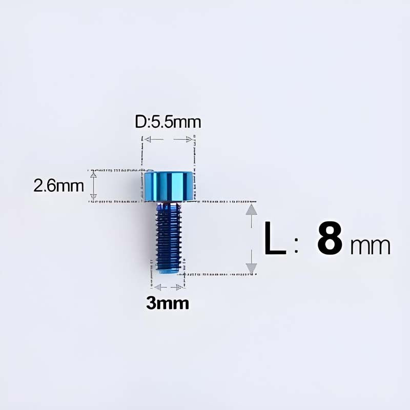 M3 x 8MM Head Cap Titanium Alloy Bolts Road Bike Bolt - Blue