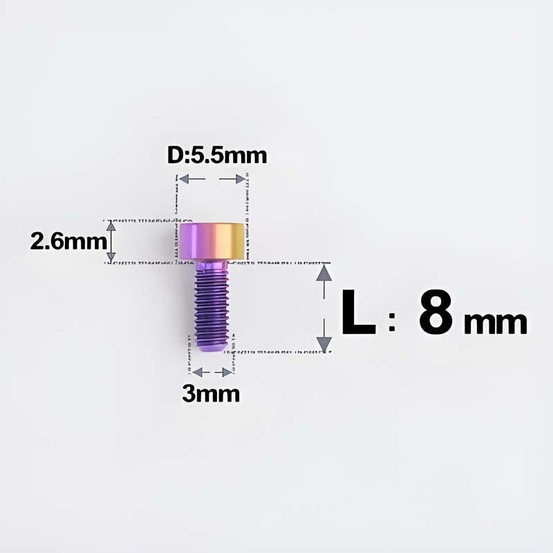 M3 x 8MM Head Cap Titanium Alloy Bolts Road Bike Bolt - Candy