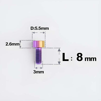 M3 x 8MM Head Cap Titanium Alloy Bolts Road Bike Bolt - Candy