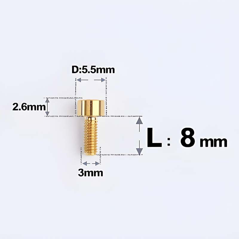 M3 x 8MM Head Cap Titanium Alloy Bolts Road Bike Bolt- Gold