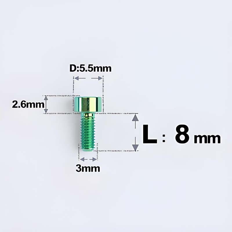 M3 x 8MM Head Cap Titanium Alloy Bolts Road Bike Bolt - Green