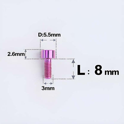 M3 x 8MM Head Cap Titanium Alloy Bolts Road Bike Bolt - Purple