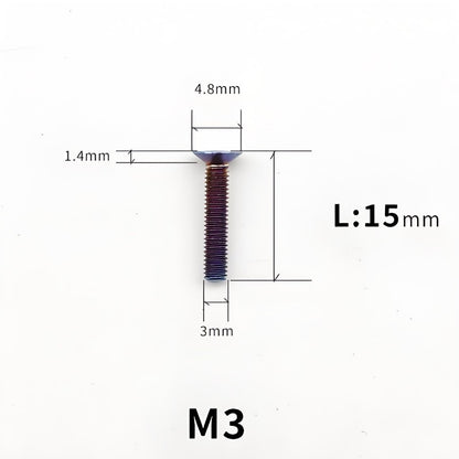 M3x6-30mm Titanium Flat Head Bolts Countersunk Ti Bolts For Road Bike