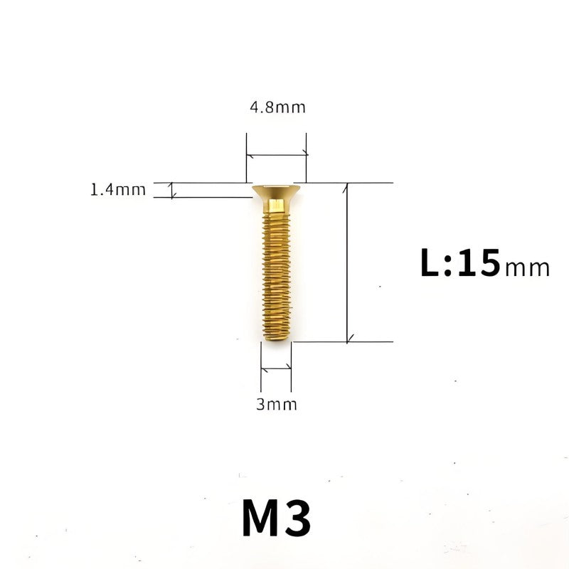 M3x6-30mm Titanium Flat Head Bolts Countersunk Ti Bolts For Road Bike