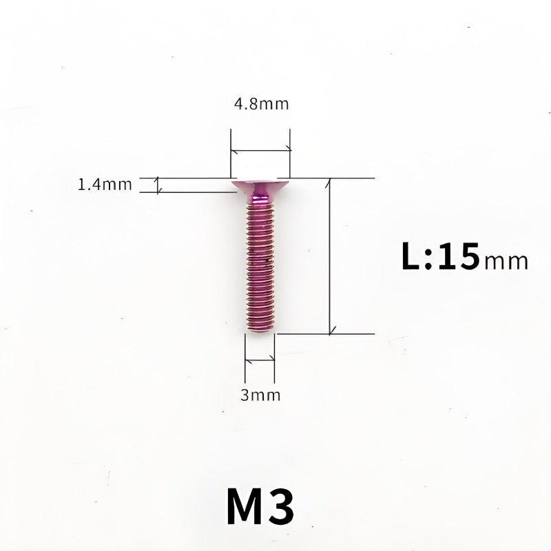 M3x6-30mm Titanium Flat Head Bolts Countersunk Ti Bolts For Road Bike
