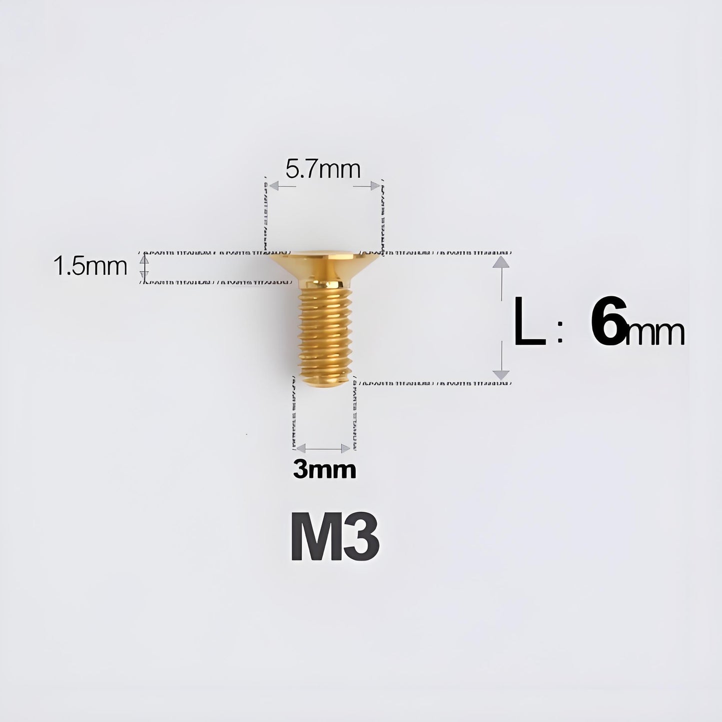 M3x6-30mm Titanium Flat Head Bolts Countersunk Ti Bolts For Road Bike