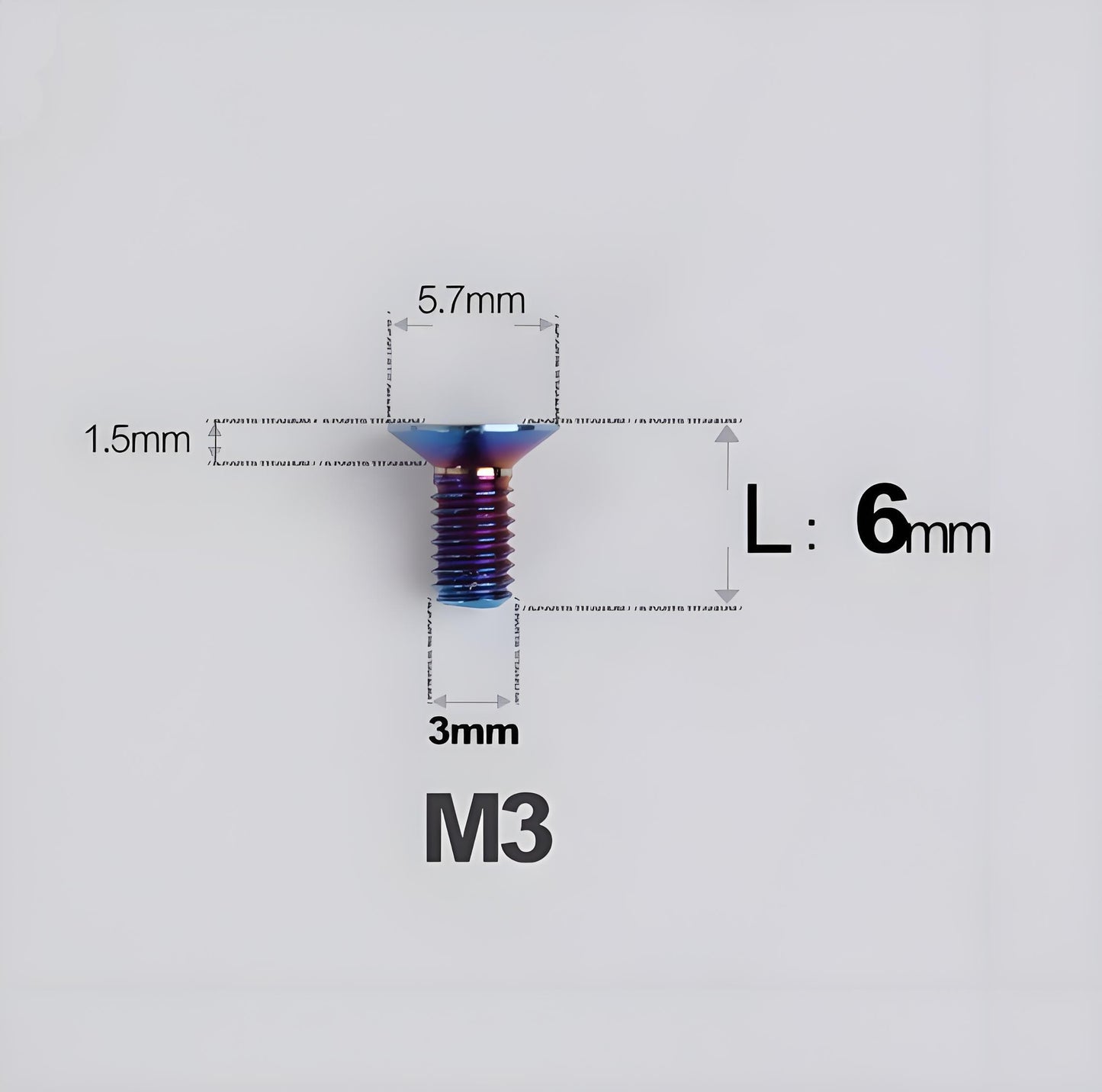 M3x6-30mm Titanium Flat Head Bolts Countersunk Ti Bolts For Road Bike