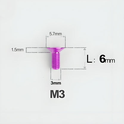 M3x6-30mm Titanium Flat Head Bolts Countersunk Ti Bolts For Road Bike