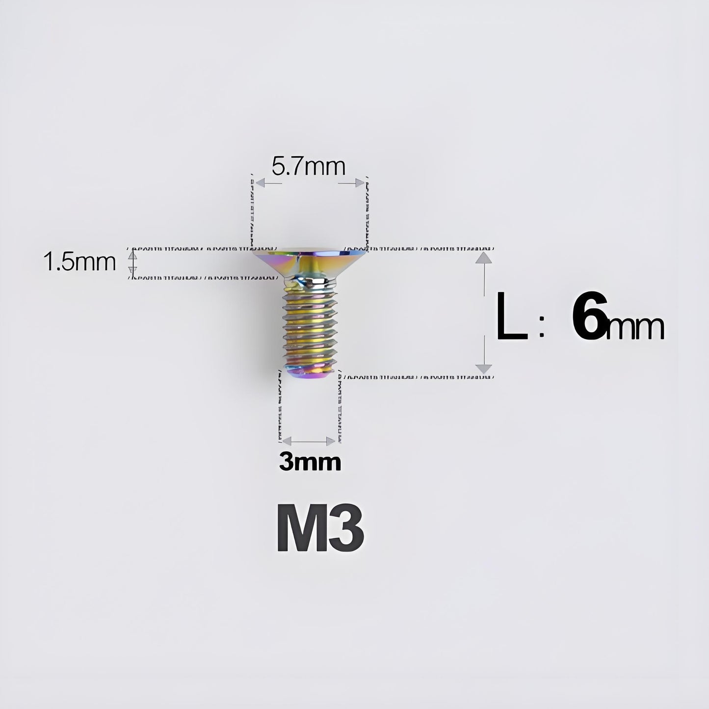 M3x6-30mm Titanium Flat Head Bolts Countersunk Ti Bolts For Road Bike