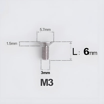 M3x6-30mm Titanium Flat Head Bolts Countersunk Ti Bolts For Road Bike
