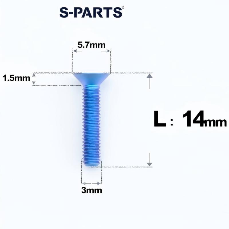 M3x6-30mm Titanium Flat Head Bolts Countersunk Ti Bolts For Road Bike