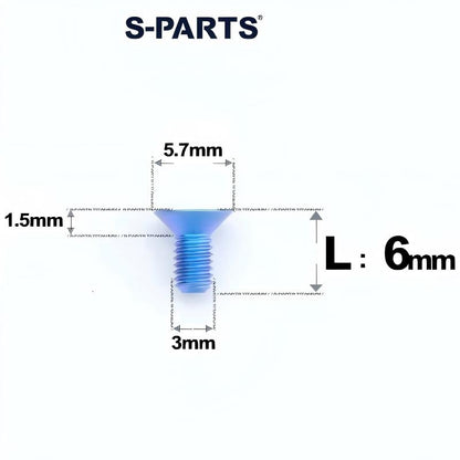M3x6-30mm Titanium Flat Head Bolts Countersunk Ti Bolts For Road Bike