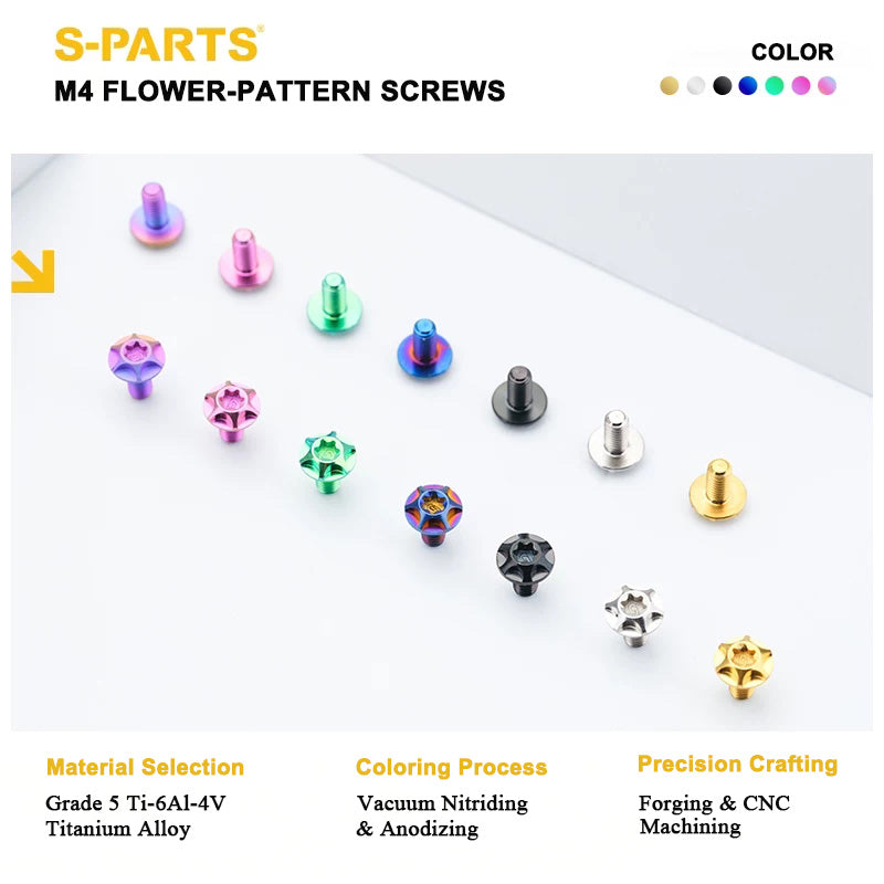 M4 Flower-Pattern Titanium Screws, 9mm CNC-Machined Head, T20 Torx