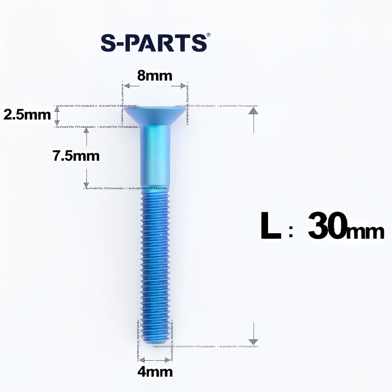 M4 L8-30mm Titanium Flat Head Bolts Countersunk Bolts For Road Bike