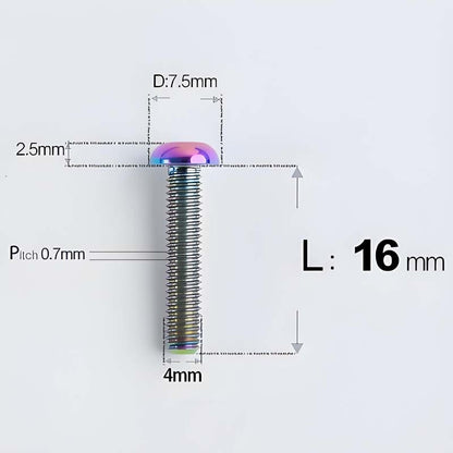 M4 X 6/8/10/12/25MM Button Head Cap Bolts Titanium Bolt For Road Bike